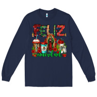 Navy feliz navidad lady of Guadalupe christmas coffee Long Sleeve Tee - Jasminsmagicworld