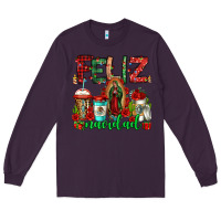 Plum feliz navidad lady of Guadalupe christmas coffee Long Sleeve Tee - Jasminsmagicworld