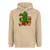 Mushroom Christmas Elf With Gift Heavyweight Hoodie - BundleAndBundleShop