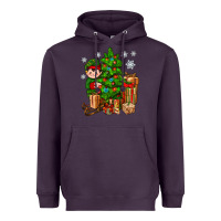 Plum Christmas Elf With Gift Heavyweight Hoodie - BundleAndBundleShop