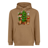 Toasted Coconut Christmas Elf With Gift Heavyweight Hoodie - BundleAndBundleShop