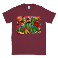 Burgundy mexican cacti background Classic Tee - Artiststas