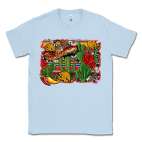 Dusty Blue mexican cacti background Classic Tee - Artiststas