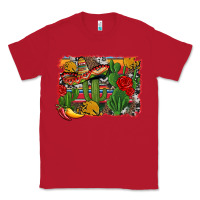 Red mexican cacti background Classic Tee - Artiststas
