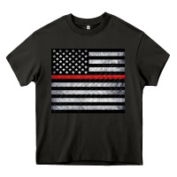 Asphalt thin red line American flag metal floor Heavy Core Tee - Artiststas