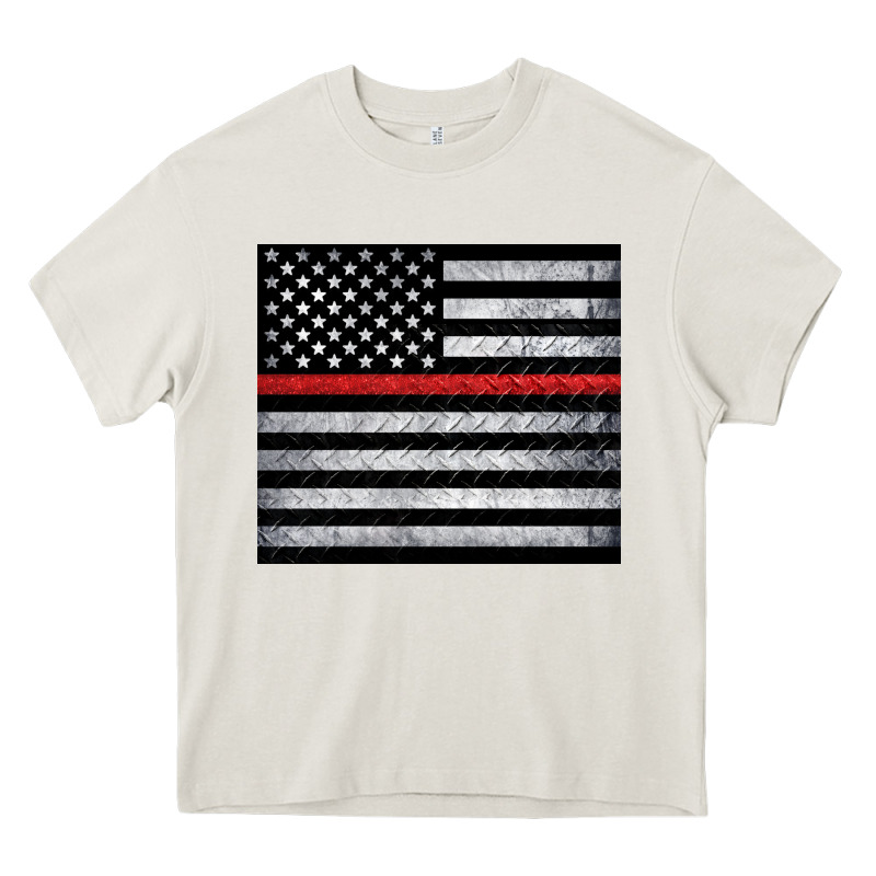 Thin Red Line American Flag Metal Floor Heavy Core Tee by Artiststas | Teevron