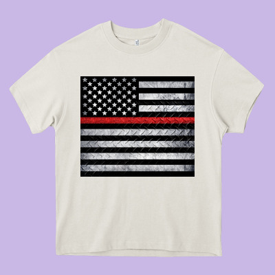 Thin Red Line American Flag Metal Floor Heavy Core Tee Designed By Artiststas