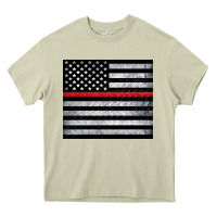 Mossy thin red line American flag metal floor Heavy Core Tee - Artiststas