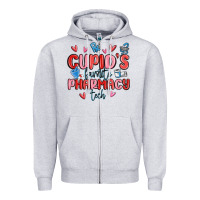 Heather Grey cupid's favorite pharmacy tech Zipper Hoodie - MaliasSmallBusiness