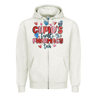Oatmeal Heather cupid's favorite pharmacy tech Zipper Hoodie - MaliasSmallBusiness