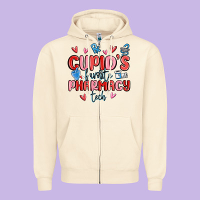 Cupid's Favorite Pharmacy Tech Zipper Hoodie Designed By Maliassmallbusiness