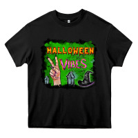 Black Watercolor Halloween Vibes Heavy Core Tee - RanaPortraitStore