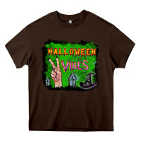 Chocolate Brown Watercolor Halloween Vibes Heavy Core Tee - RanaPortraitStore