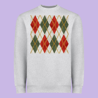 Christmas Diamond Plaid Seamless Pattern Heavyweight Sweatshirt Designed By Bundleandbundleshop