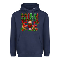 Navy Mimi Elf with Knitting Christmas Heavyweight Hoodie - BundleAndBundleShop