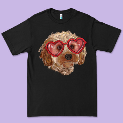 Premium Tee toy poodle with love glasses
