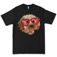 Black toy poodle with love glasses Premium Tee - RanaPortraitStore