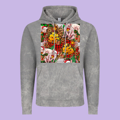 Christmas Pig  Tartan With  Hay And Christmas Ligh Vintage Hoodie Designed By Fadigitalartstudio