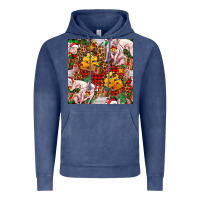 Vintage Denim christmas pig  tartan with  hay and christmas ligh Vintage Hoodie - FaDigitalArtStudio