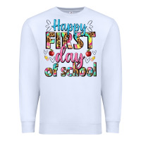 White happy first day of school Premium Sweatshirt - BundleAndBundleShop