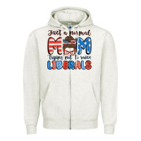 Oatmeal Heather just a normal mom trying not to raise liberals Zipper Hoodie - MaliasSmallBusiness