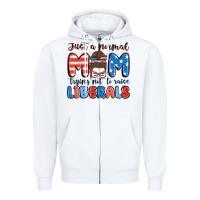 White just a normal mom trying not to raise liberals Zipper Hoodie - MaliasSmallBusiness
