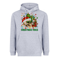 Heather Grey Christmas Vibes Heavyweight Hoodie - BundleAndBundleShop