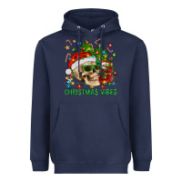 Navy Christmas Vibes Heavyweight Hoodie - BundleAndBundleShop