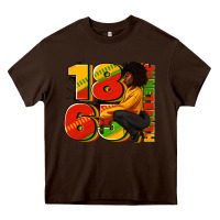 Chocolate Brown 1865 Juneteenth afro woman Heavy Core Tee - RanaPortraitStore