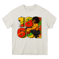 Cream 1865 Juneteenth afro woman Heavy Core Tee - RanaPortraitStore