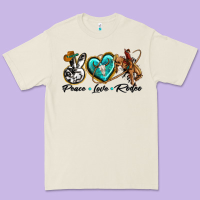 Peace Love Rodeo Premium Tee Designed By Texasbilliewilder