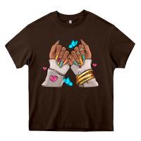 Chocolate Brown Afro woman nail art Heavy Core Tee - RanaPortraitStore