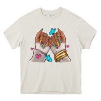 Cream Afro woman nail art Heavy Core Tee - RanaPortraitStore