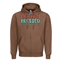 Chestnut thankful blessed and kind of a mess Zipper Hoodie - MaliasSmallBusiness