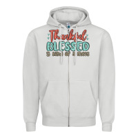Dove Grey thankful blessed and kind of a mess Zipper Hoodie - MaliasSmallBusiness