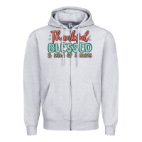 Heather Grey thankful blessed and kind of a mess Zipper Hoodie - MaliasSmallBusiness