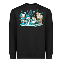 Black winter snowman coffee cups Heavyweight Sweatshirt - AdoDesignShop