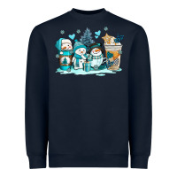 Navy winter snowman coffee cups Heavyweight Sweatshirt - AdoDesignShop
