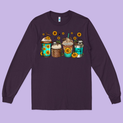 Sloth Coffee Cups Long Sleeve Tee Designed By Jasminsmagicworld