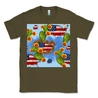 Army Green usa map cactus and sunflower seamless pattern Classic Tee - BundleAndBundleShop