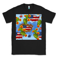 Black usa map cactus and sunflower seamless pattern Classic Tee - BundleAndBundleShop