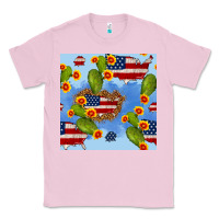 Bubblegum Pink usa map cactus and sunflower seamless pattern Classic Tee - BundleAndBundleShop