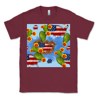 Burgundy usa map cactus and sunflower seamless pattern Classic Tee - BundleAndBundleShop