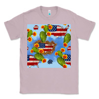 Lilac usa map cactus and sunflower seamless pattern Classic Tee - BundleAndBundleShop