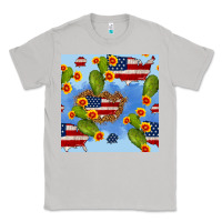 Moon Dust usa map cactus and sunflower seamless pattern Classic Tee - BundleAndBundleShop
