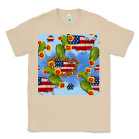 Mushroom usa map cactus and sunflower seamless pattern Classic Tee - BundleAndBundleShop