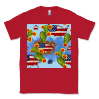 Red usa map cactus and sunflower seamless pattern Classic Tee - BundleAndBundleShop