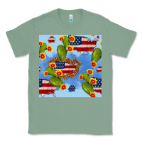 Sage usa map cactus and sunflower seamless pattern Classic Tee - BundleAndBundleShop