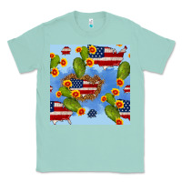 Seafoam usa map cactus and sunflower seamless pattern Classic Tee - BundleAndBundleShop