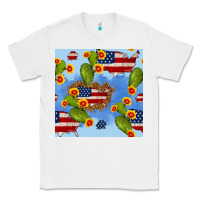 White usa map cactus and sunflower seamless pattern Classic Tee - BundleAndBundleShop